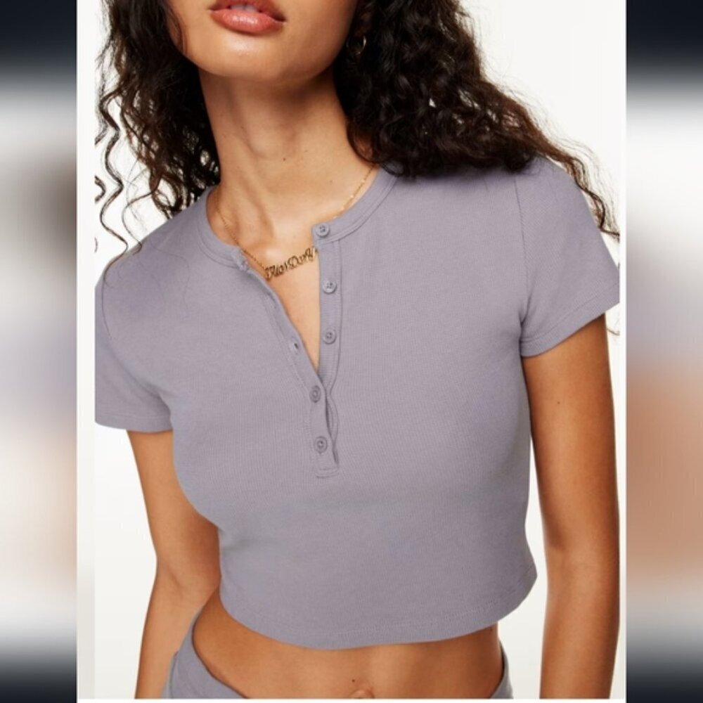 Sunday Best Brown Baby Waffle Cropped Top Size Small